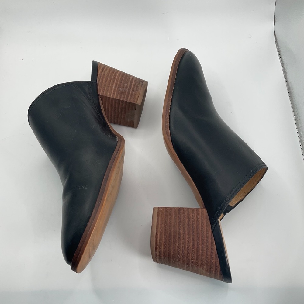 Madewell The Harper Black Leather Pointed Toe Block Heel Minimalist Size 7.5 - Picture 6 of 15